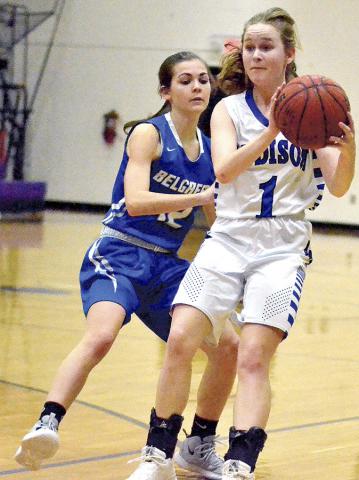 Destiny Walker brings the ball around for the Addison Lady Bulldogs in the Winston County Christmas Tournament Thursday, Dec. 27. Addison lost to Belgreen 76-65. 
