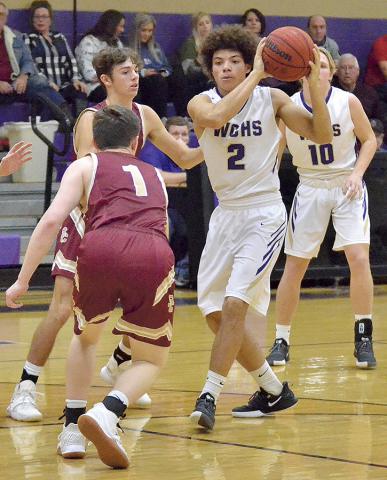 Austin Owens looks for a play near the goal.