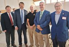 Shown at the announcement of $5 million from the Education Trust Fund for the Winston Career Academy, from left, Incoming State Representative Phil Segraves; State Senate Pro-Tem Garlan Gudger; Winston Career Academy Director Adam Gray; Winston County Schools Superintendent Jeff Scott and State Representative Tim Wadsworth.